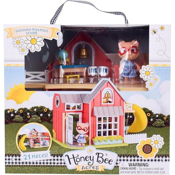 Honey Bee Acres Sunshine Meadow School Komplettset mit 21 Teilen und beflockter Miniatur