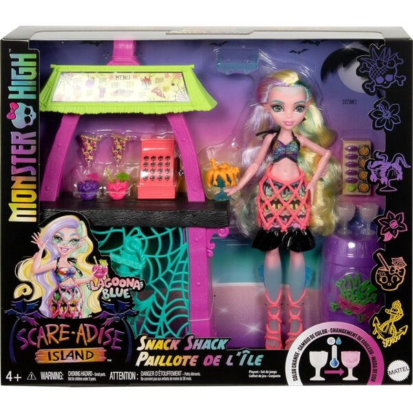 Monster High Lagoona Blue avec ensemble de collations à changement de couleur et accessoires alimentaires