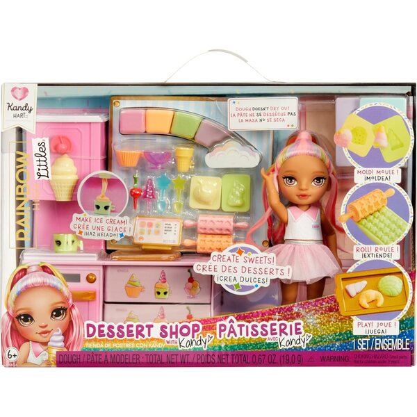 Комплект за игра Rainbow High Littles Dessert Shop с кукла Kandy 5,5" и комплект десерт