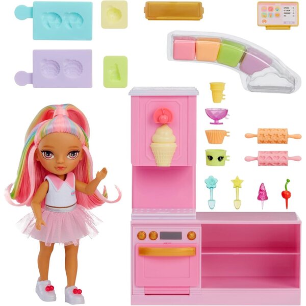 Rainbow High Littles Dessert Shop-speelset met Kandy-pop van 15,5 cm en dessertset