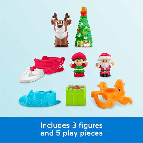Fisher-Price Little People Weihnachtsset mit Weihnachtsmann, Elf und Rentier für Kinder ab 1 Jahr