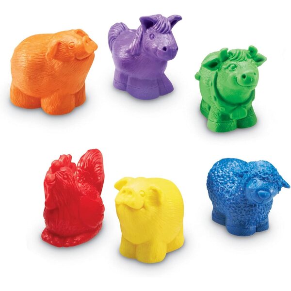 Learning Resources Jumbo Farm Counters, Farm Animals - 30 Pieces, Ages 18+ months Toddler Learning Toys, Preschool Toys, 5 Animals in 6 Colors