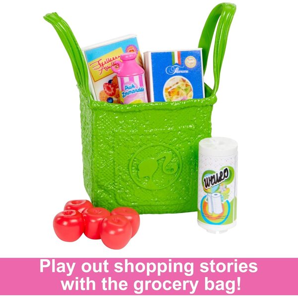 Barbie-Küche mit Speisekammer und über 25 Zubehörteilen, komplettes Spielset für Kinder