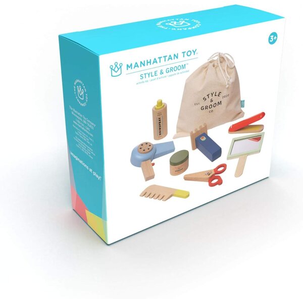 Style & Groom 9-teiliges Holzspielset für Kinderfriseursalon Manhattan Toy