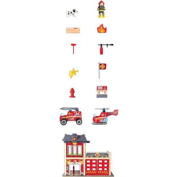 Hape Caserne de pompiers en bois avec sons et lumières, jeu éducatif