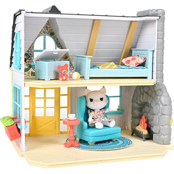 Honey Bee Acres 11" Sunflower Dollhouse with 17 Pieces and Figure Furniture