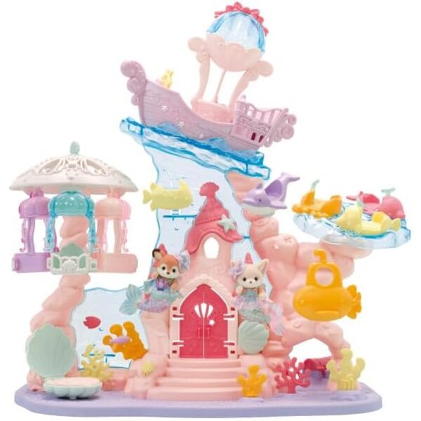 Calico Critters Meerjungfrauenschloss mit Fahrgeschäften und Baby-Meerjungfrau für Kinder ab 3 Jahren