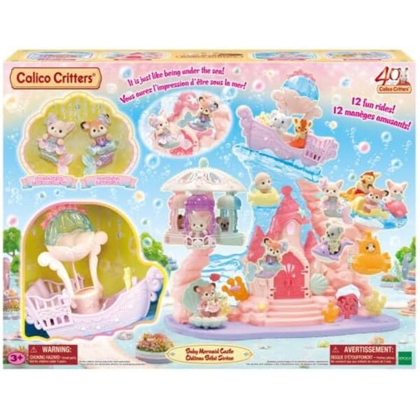 Calico Critters Meerjungfrauenschloss mit Fahrgeschäften und Baby-Meerjungfrau für Kinder ab 3 Jahren