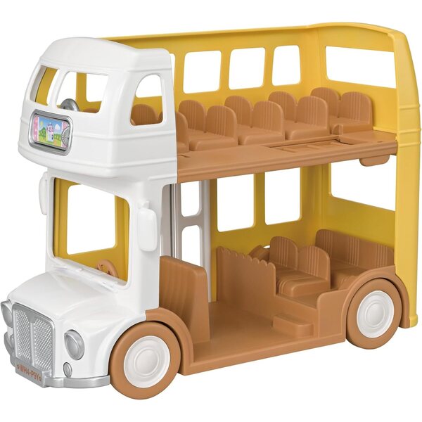 Двуетажен автобус за детска стая Calico Critters с аксесоари и цветни возила