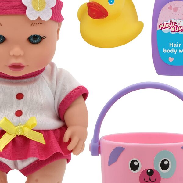 Magic Nursery Love Buckets: 8-Zoll-Babypuppe mit Badezubehör, sicher in der Wanne