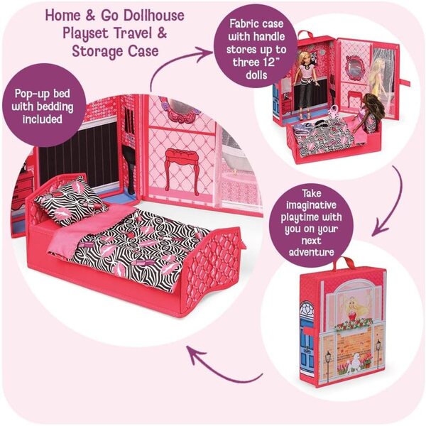 Draagbaar dasbasketbalspeelhuis met opklapbed en accessoires voor poppen van 30 cm