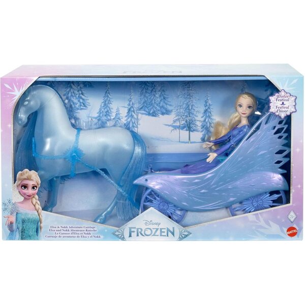 Mattel Frozen Elsa con Cavallo Nokk e Carrozza Avventura - Gioco Bambini 3+