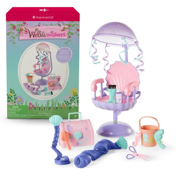 American Girl WellieWishers Playset Salon con extensiones de cabello que cambian de color