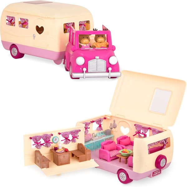 Li'l Woodzeez Camper Pink med tilbehør, 40 dele legesæt til børn 3+ år