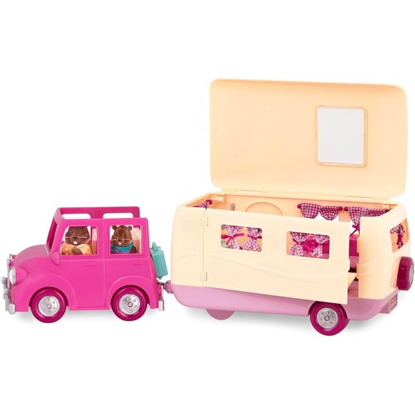 Li'l Woodzeez Camper Pink s příslušenstvím, 40dílná herní sada pro děti od 3 let