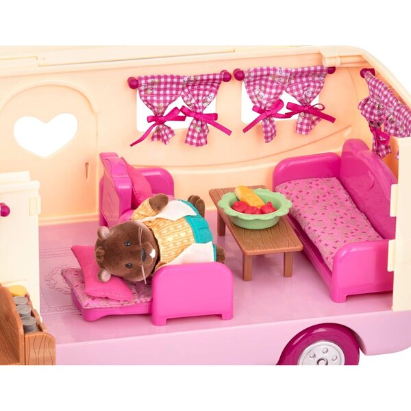 Li'l Woodzeez Camper Pink s příslušenstvím, 40dílná herní sada pro děti od 3 let