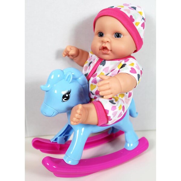 Lissi: 8" Baby Doll Set: Scooter, Pushchair, Rocking Chair & Highchair - Colorful Play-Feeding-Travel Toy Playset, Foldable Design, Kids-Toddlers 2+