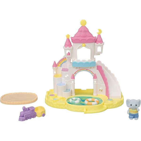 Piaskownica i basen dla przedszkolaków Calico Critters z małym słoniem i akcesoriami do zabawy
