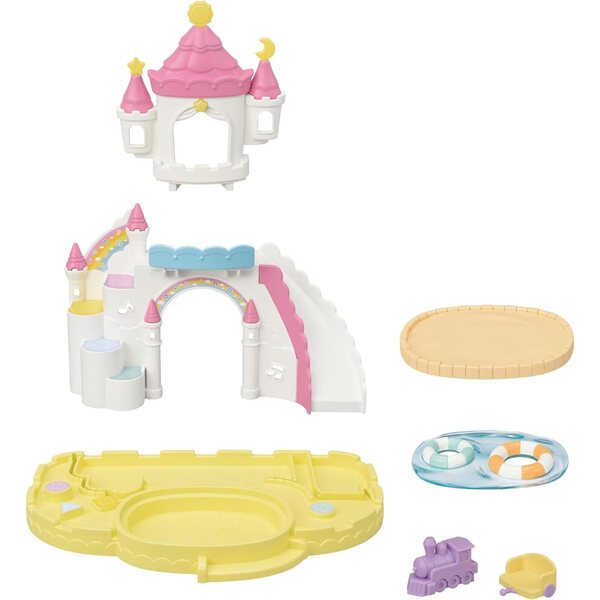 Calico Critters Kindergarten-Sandkasten und Pool mit Elefantenbaby und Spielzubehör