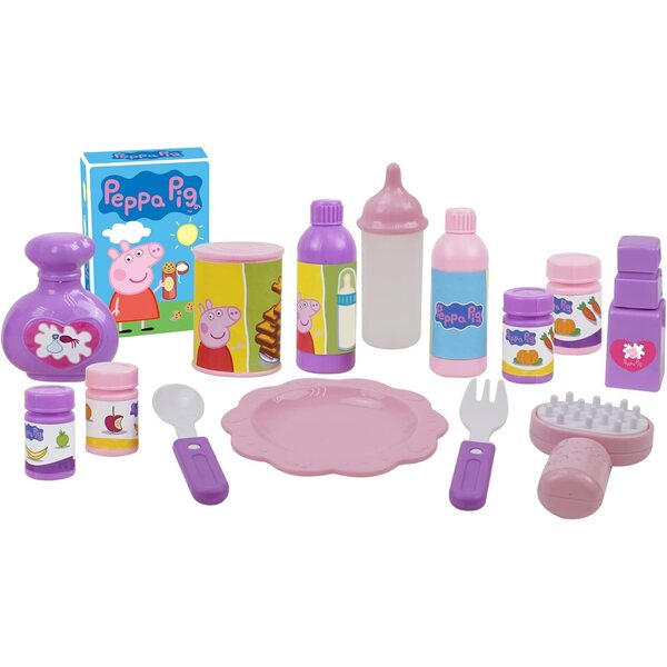 19-teiliges Peppa Pig-Set mit Kinderwagen, Hochstuhl und Zubehör für Puppen ab 3 Jahren