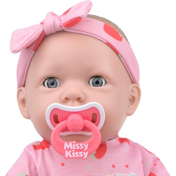 Interaktive Missy Kissy-Puppe mit Flasche, Windel und Zubehör für pädagogisches Spielen