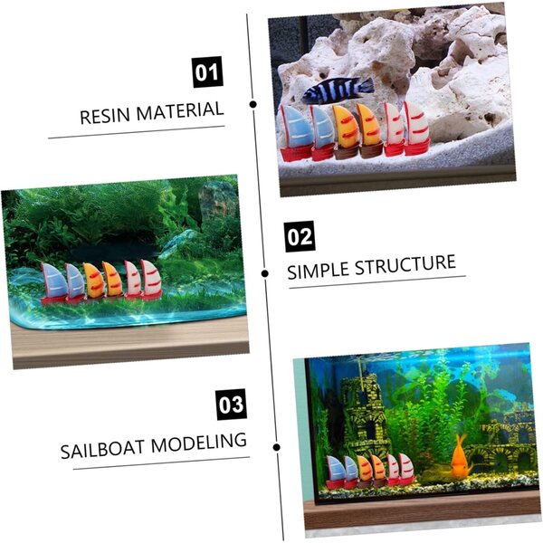 Set mit 15 Mini-Segelbootmodellen aus Kunstharz mit realistischen nautischen Dekorationen