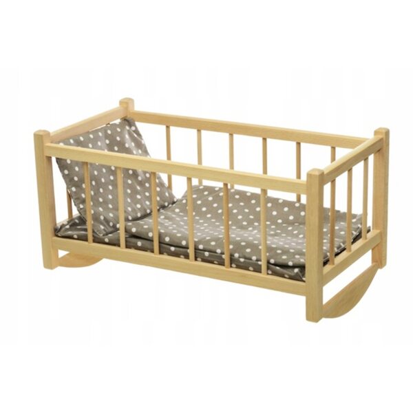 Dondolo in legno per bambole con biancheria folk - Handmade, ecologico e sicuro