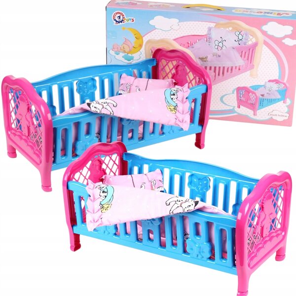 Culla per bambole Technok Letto per bambole con biancheria da letto 45x26x24 cm