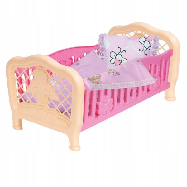 Technok Puppenwiege, Puppenbett mit Bettwäsche, 45 x 26 x 24 cm
