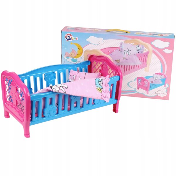 Technok Puppenwiege, Puppenbett mit Bettwäsche, 45 x 26 x 24 cm