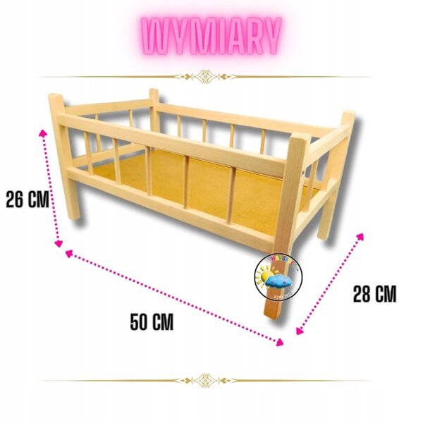 Letto in legno per bambole 50 cm - gioco ecologico e sicuro per bambini