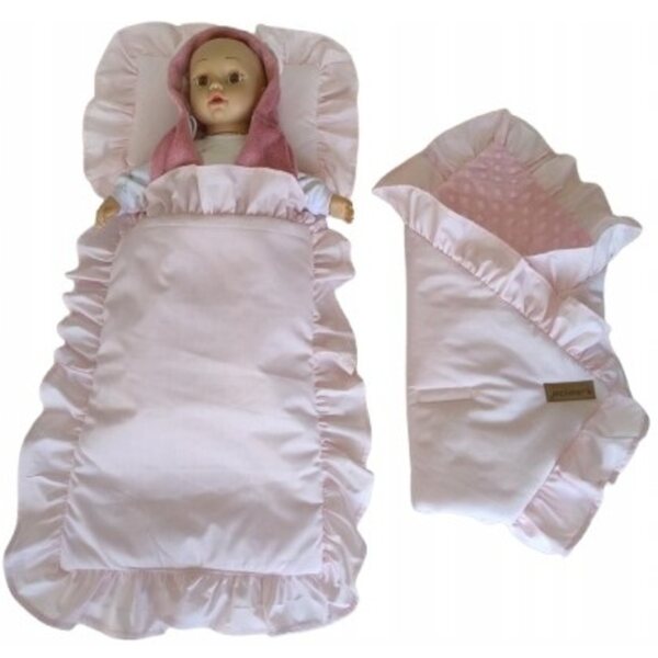 Puppenbettwäsche-Set mit Rüschen und rosa Kapuze – Jackmar