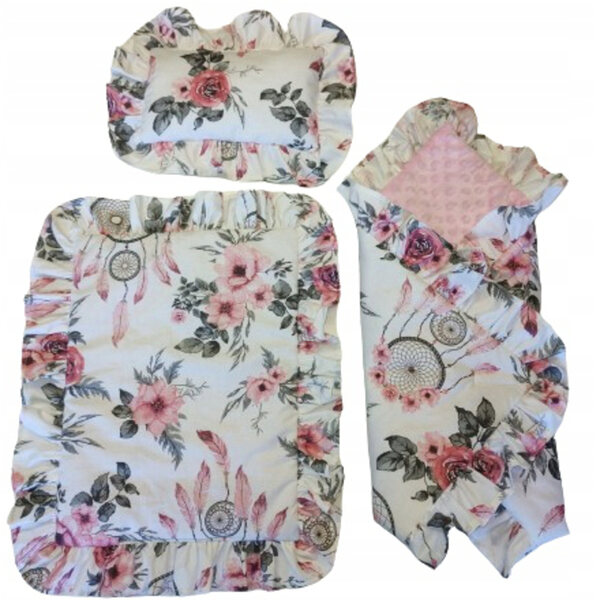 Puppenbettwäsche-Set mit Rüschen und rosa Kapuze – Jackmar