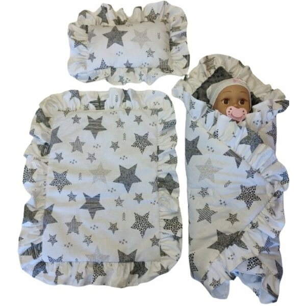 Komplettes Bettwäscheset für Puppen mit Rüschen und Schlafsack