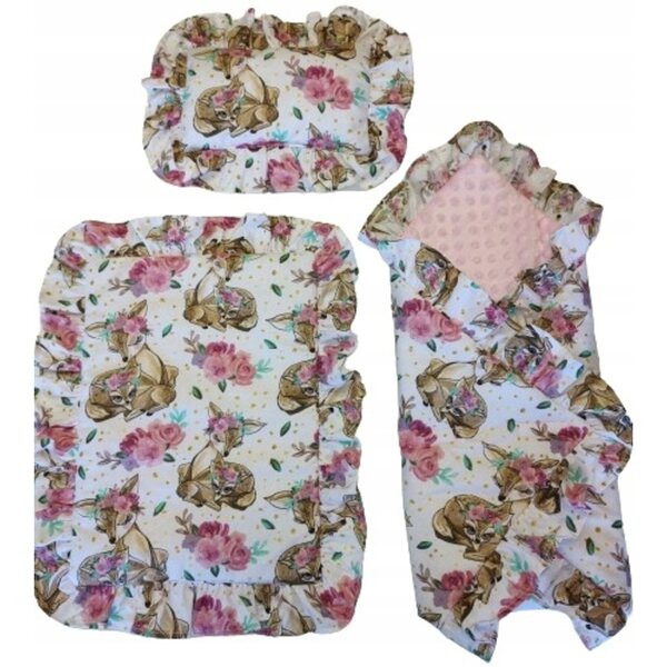 Komplettes Bettwäscheset für Puppen mit Rüschen und Schlafsack