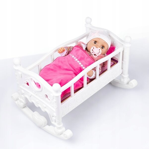 Kinderplay Lettino e Culla per Bambole 45 cm con Biancheria, Trasformabile e Colorata