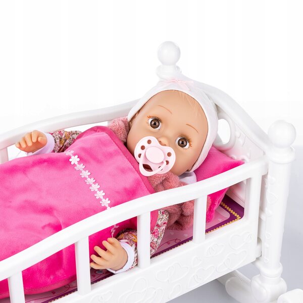Kinderplay Lettino e Culla per Bambole 45 cm con Biancheria, Trasformabile e Colorata