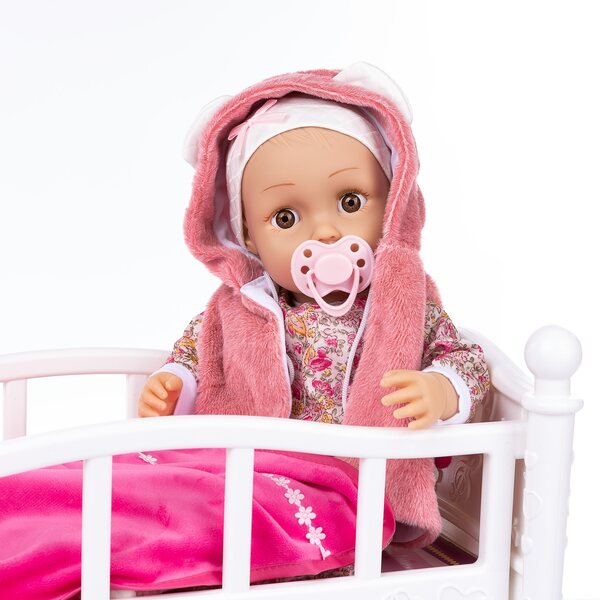 Kinderplay Lettino e Culla per Bambole 45 cm con Biancheria, Trasformabile e Colorata