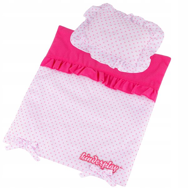 Set Completo di Biancheria per Passeggino delle Bambole Kinderplay con Coperta e Cuscino