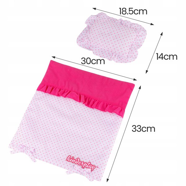 Set Completo di Biancheria per Passeggino delle Bambole Kinderplay con Coperta e Cuscino
