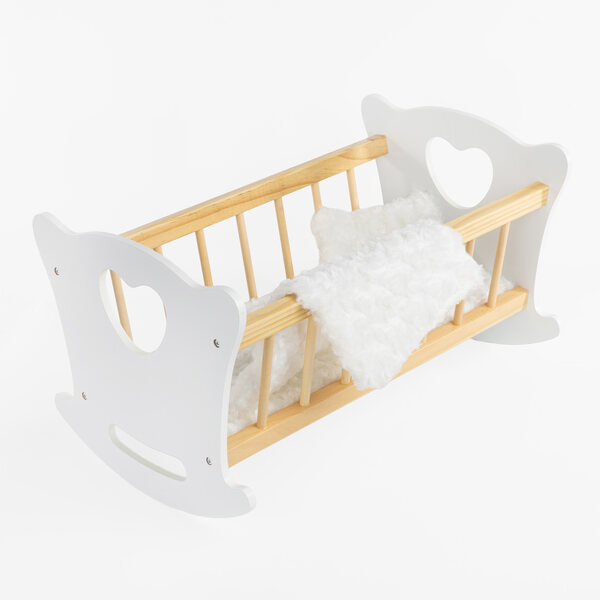 Dondolo in legno Kinderplay XL con biancheria per bambole fino a 49,5 cm