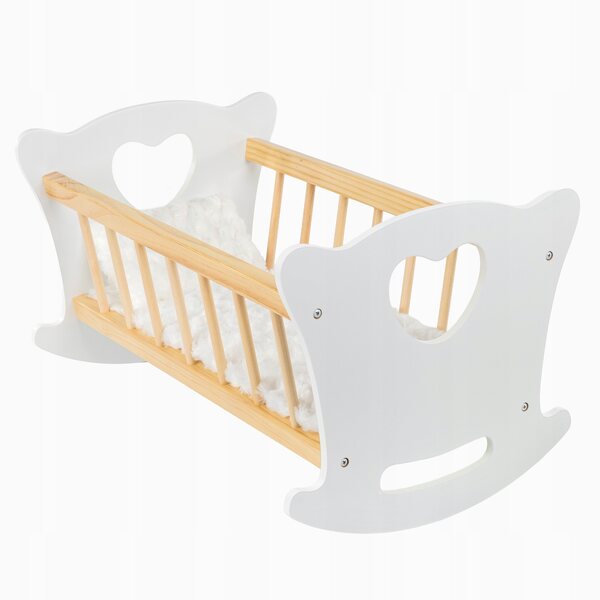 Dondolo in legno Kinderplay XL con biancheria per bambole fino a 49,5 cm