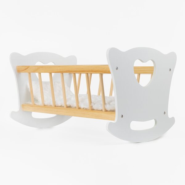 Dondolo in legno Kinderplay XL con biancheria per bambole fino a 49,5 cm