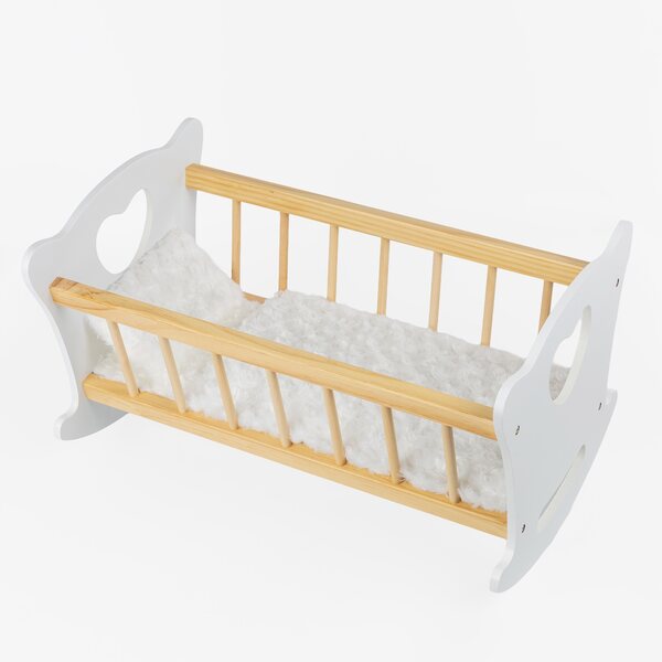Dondolo in legno Kinderplay XL con biancheria per bambole fino a 49,5 cm