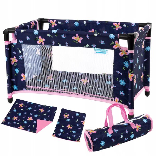 Letto da viaggio per bambole Kinderplay con borsa e accessori - facile da smontare
