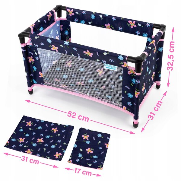 Letto da viaggio per bambole Kinderplay con borsa e accessori - facile da smontare