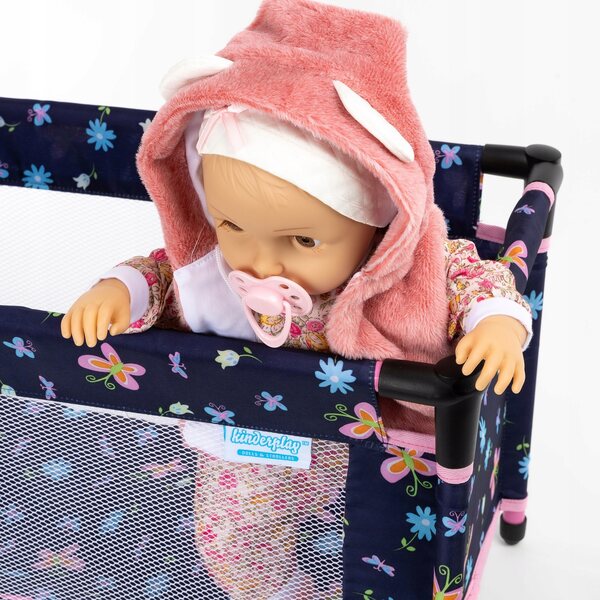 Letto da viaggio per bambole Kinderplay con borsa e accessori - facile da smontare