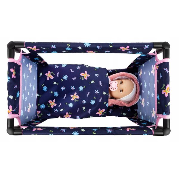 Letto da viaggio per bambole Kinderplay con borsa e accessori - facile da smontare
