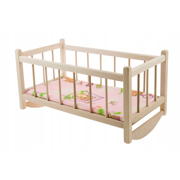 Holzbett für Kiebitzpuppen mit Matratze, naturfarben, 49,5 cm