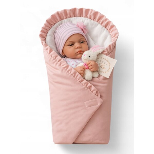 Rosa Decke für Puppen 40-47 cm mit Rüschen, handgenäht von Pracownia Krawiecka Olo